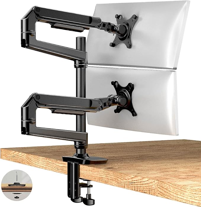 Ergounion Single Monitor Arm Desk Mount, Holds Screens up to 40 Inches and 25 lbs, Fully Adjustable Vesa Monitor Mount with C-Clamp and Grommet Base, Aluminum