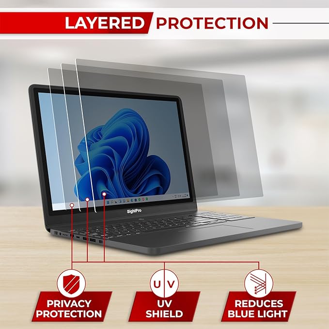 14 Inch 16:10 Laptop Privacy Screen Filter - Computer Monitor Privacy Shield and Anti-Glare Protector