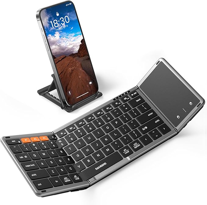 Samsers Full-Size Foldable Bluetooth Keyboard with Large Touchpad