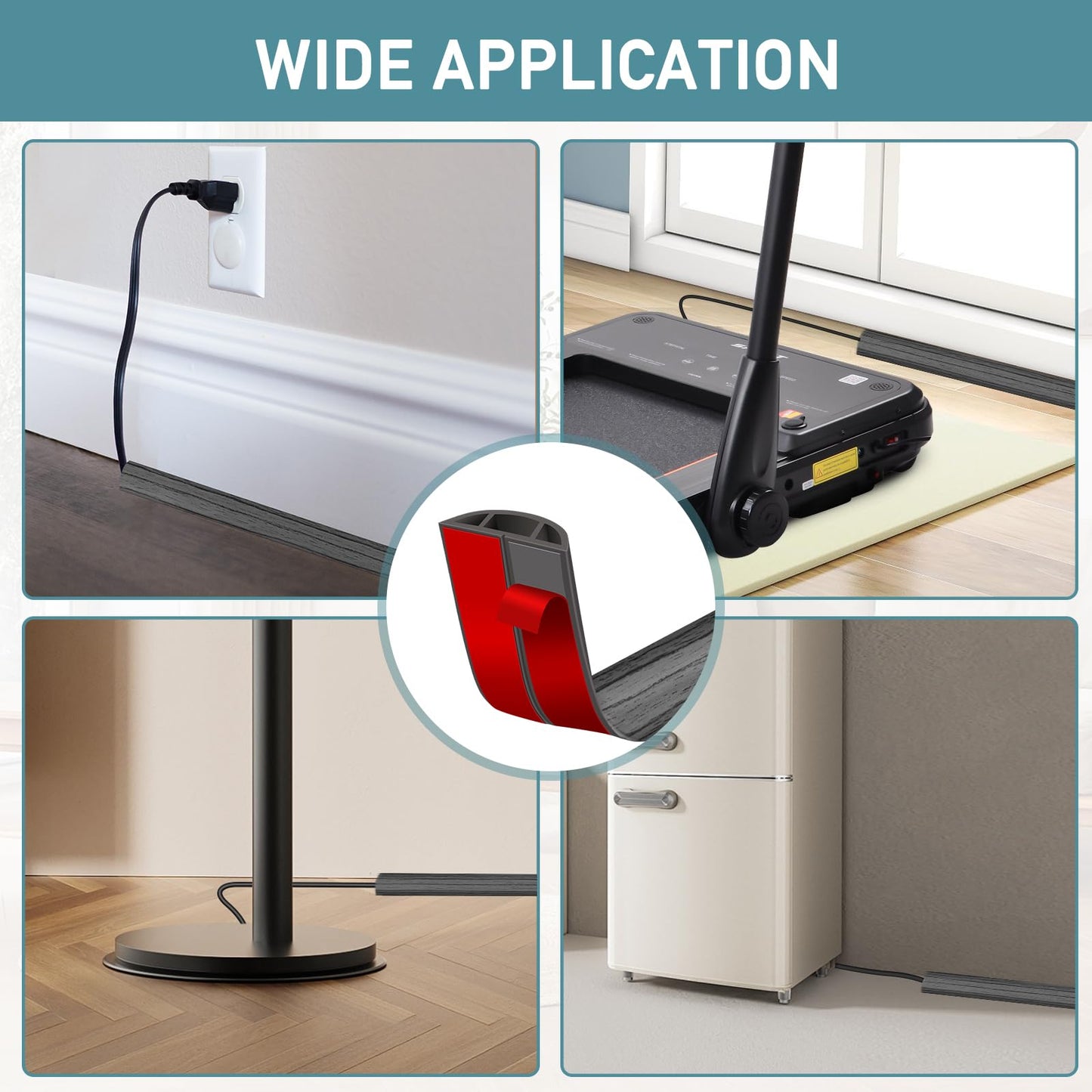 LSGCQ Floor Cord Cover Self Adhesive Cord Hider Floor Cable Management