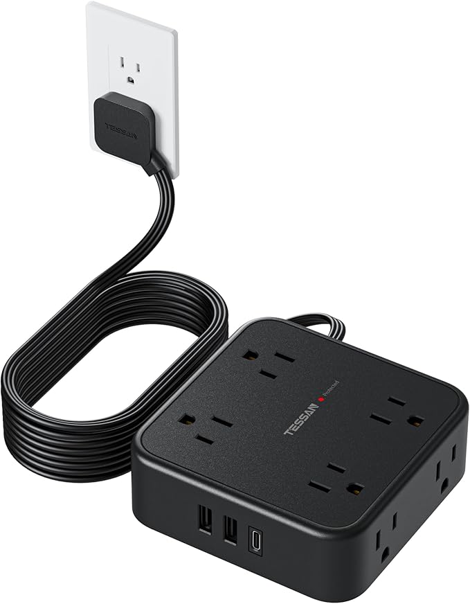 TESSAN Surge Protector Power Strip with 900J Surge Protection, 5 Ft