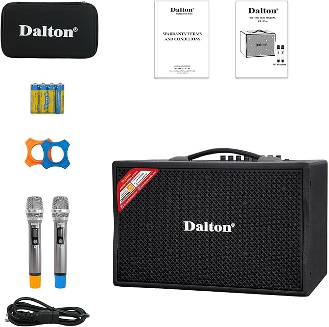 300W RMS Dalton KS10Pro Portable Karaoke Machine for Adults Bluetooth Speaker with 10 Inches Subwoofer, Speakers Bluetooth Wireless PA Setup with 2 Mics, USB AUX Inputs for Home, Beach Party
