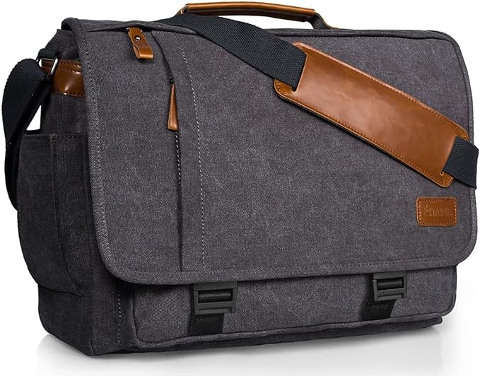 ESTARER Computer Messenger Bag 15-15.6 inch, Laptop Work Bag Briefcase for Bussiness/College/Travel, Water-resistant Canvas Shoulder Satchel