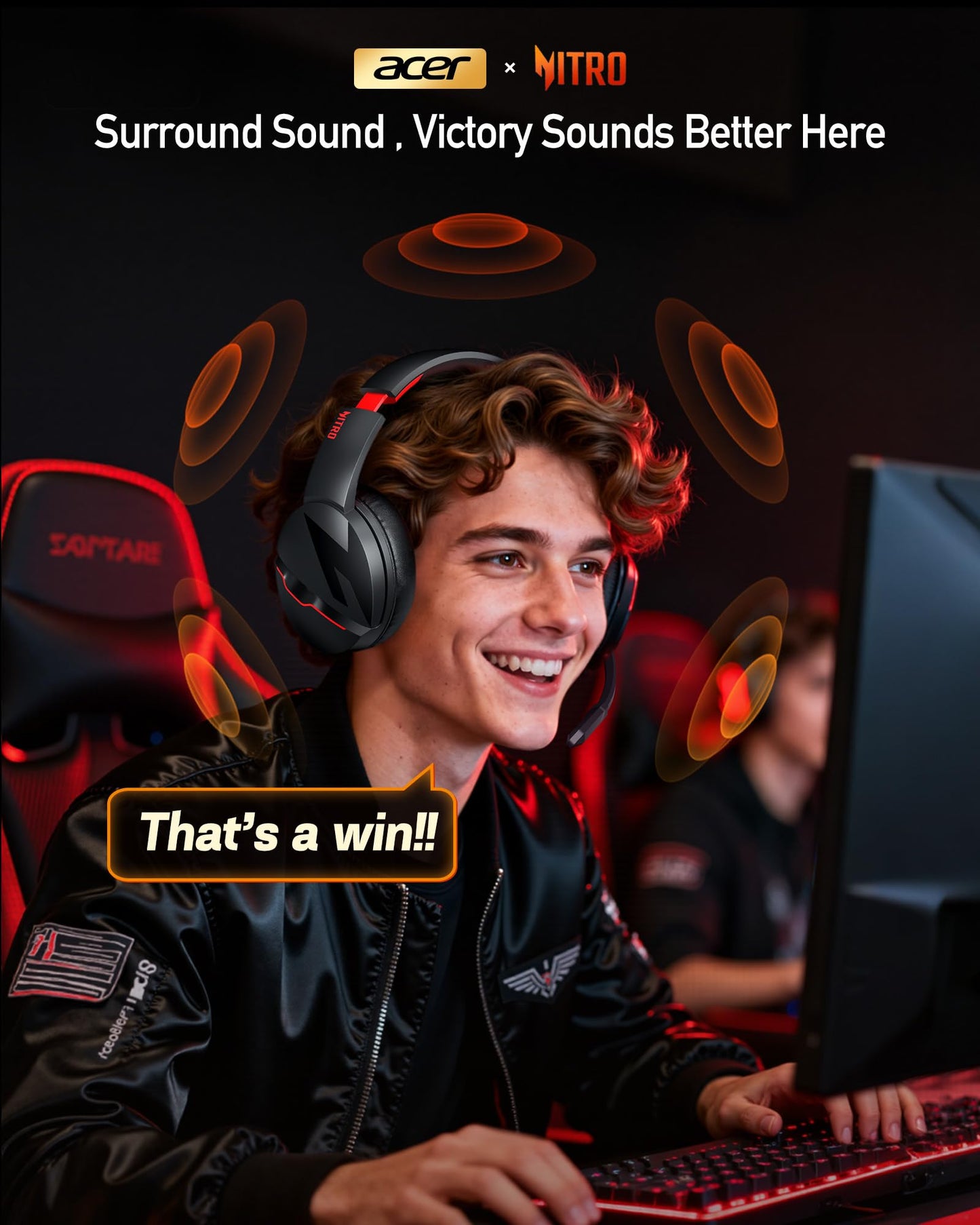 acer Wireless Gaming Headset, PS5 Headset with 2.4GHz for Ps5, Ps4, PC, Switch, Bluetooth 5.3 + 100Hrs Gaming Headphones with Noise Canceling Mic for Laptop, Mobile, Mac, 50mm Drivers (Red)