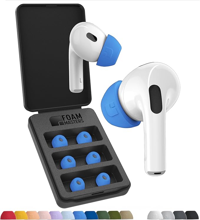 Foam Masters Ultra-Premium Memory Foam Ear Tips for AirPods Pro 1st & 2nd Gen | 3 Pairs | New Ver. | Secure Fit | Super Comfort | Better Noise Cancel | Replacement Buds (Small