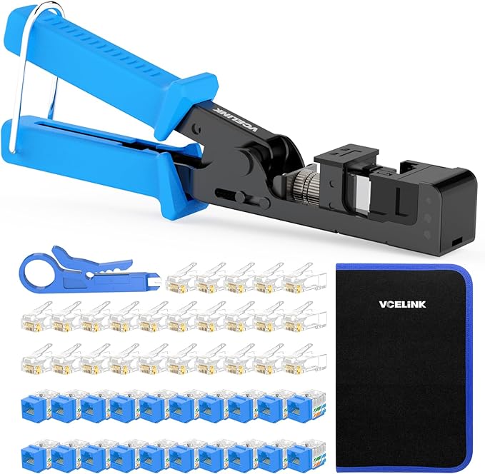VCELINK Speed Termination Keystone Tool Kit With Mixcolor Keystone Jack