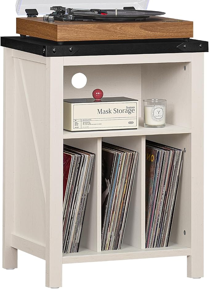 Record Player Stand with Vinyl Record Storage Holds up to 160 Albums,Large Wood Record Player Table Dispaly Shelf,Brown Turntable Stand Cabinet for Living Room,Bedroom,Office 7