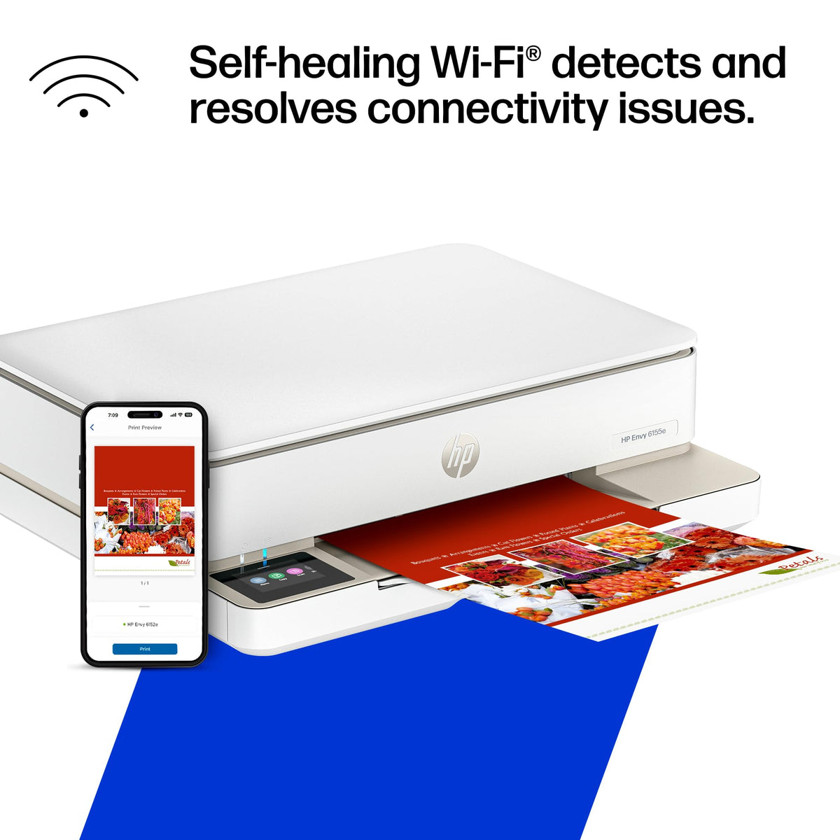 HP Envy 6155e Wireless All-in-One Color Inkjet Printer, Portobello, Print, scan, copy, Duplex printing Best-for-home, 3 month Instant Ink trial included, AI-enabled (714L5A)