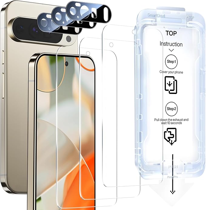 SMARTDEVIL [3+1 Pack Tempered Glass for Google Pixel 9 Screen Protector