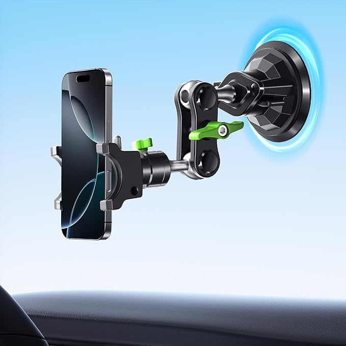 MAGIC JOHN Durable Metal Phone Holders for Your Car, Windshield Car Mount