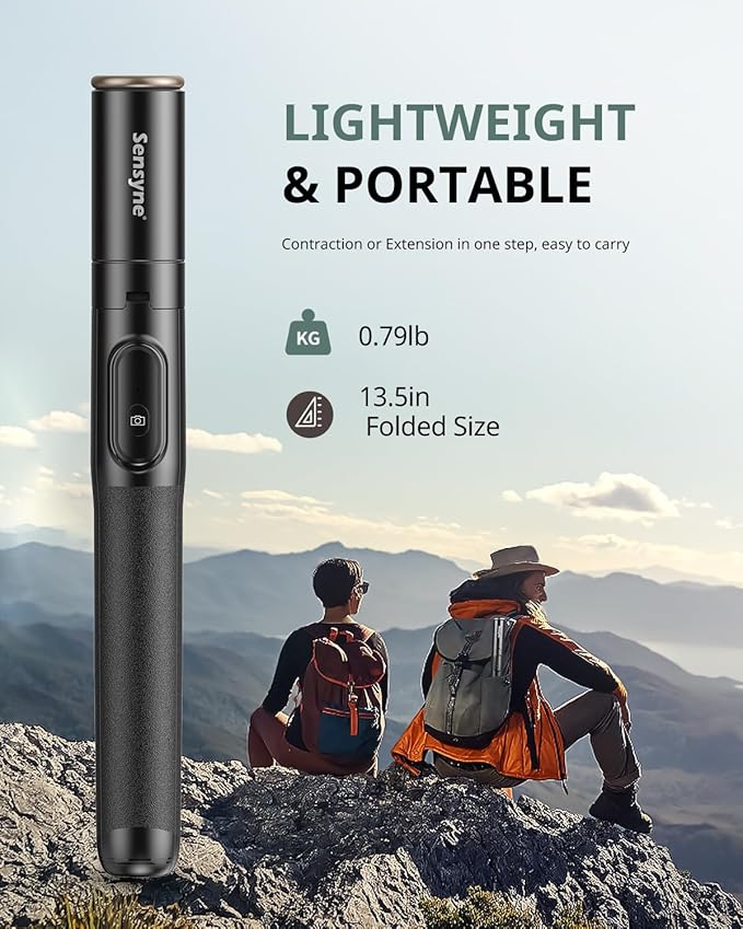 Sensyne 68" Phone Tripod & Selfie Stick, Lightweight All in One Phone Tripod Integrated with Wireless Remote Compatible with All Cell Phones for Selfie/Video Recording/Photo/Live Stream/Vlog(Black)