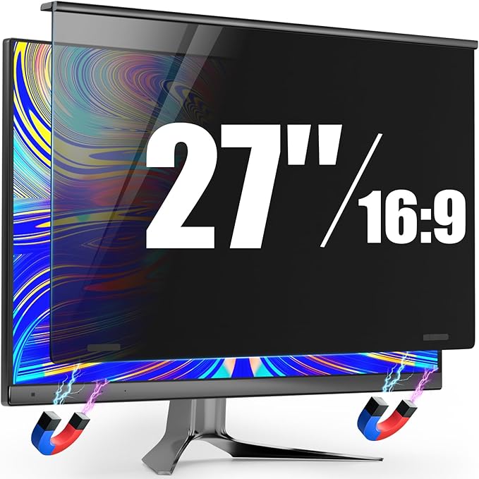 Magnetic 32 Inch Privacy Screen for Frameless Computer Monitor 16:9 Aspect Ratio,Hanging Blue Light Screen Protector Eye Protection Anti-Spy Shield, 32in Removable Privacy Filter