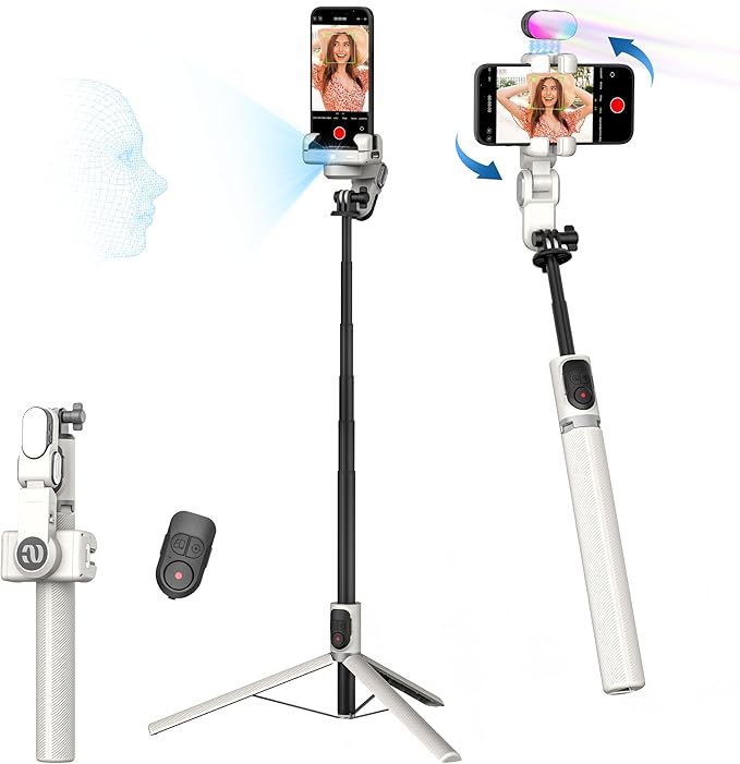 AOCHUAN 59'' Face Tracking Tripod, Phone Gimbal with RGB Light(M2PRO Black)