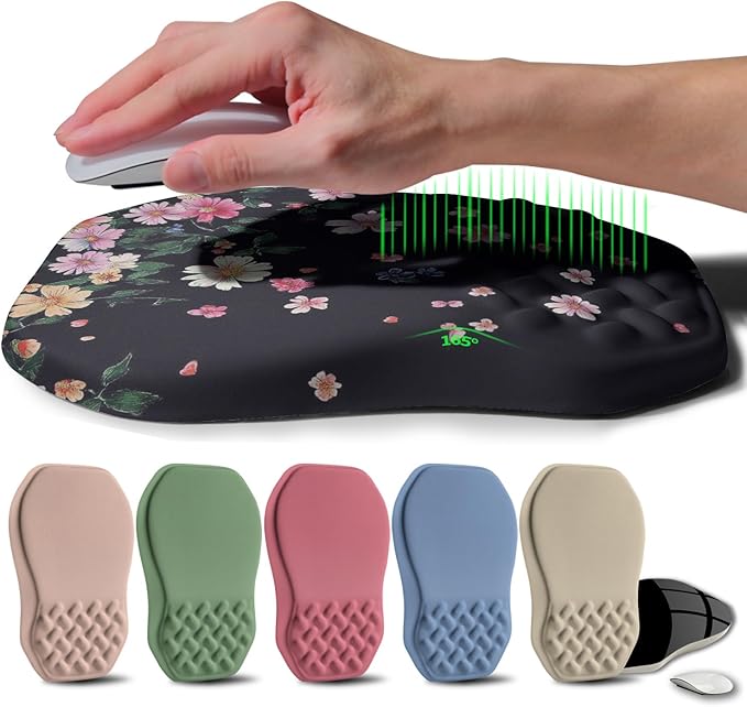 Gleamtide Ergonomic Raised Mouse Pad Wrist Support with Bilateral Slope Memory Foam Mousepad for Wrist Rest and Carpal Tunnel Pain Relief 11.8x7.9〃 Black