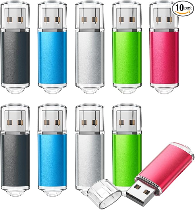TOPESEL USB Flash Drive 5 Pack 4GB USB 2.0 Flash Drive Memory Stick USB Drive Thumb Drives USB Stick (5 Mixed Colors: Black Blue Green Red Silver)