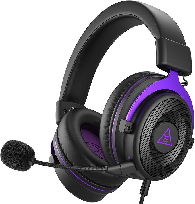 EKSA E900 Gaming Headset with Microphone - PC Headset with Detachable Noise Canceling Mic, 3D Surround Sound, PS5, Xbox, Computer, Laptop, Switch, Handheld (3.5MM Jack)
