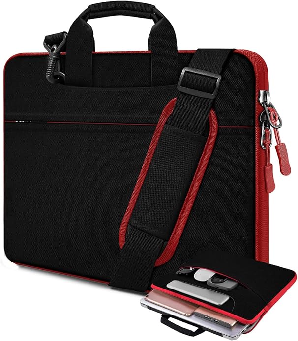 Laptop Case 15.6 inch Shoulder Bag, Durable Shockproof Protective Computer Carrying Briefcase with Multi-Pockets and Strap Compatible with Most 15.6 inch Notebooks