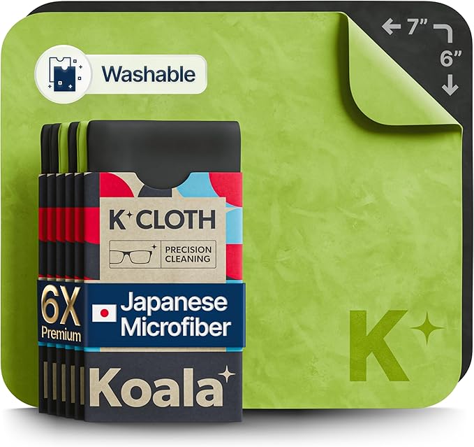 Koala Lens Cleaning Cloth | Japanese Microfiber | Black & Green (Pack of 6)