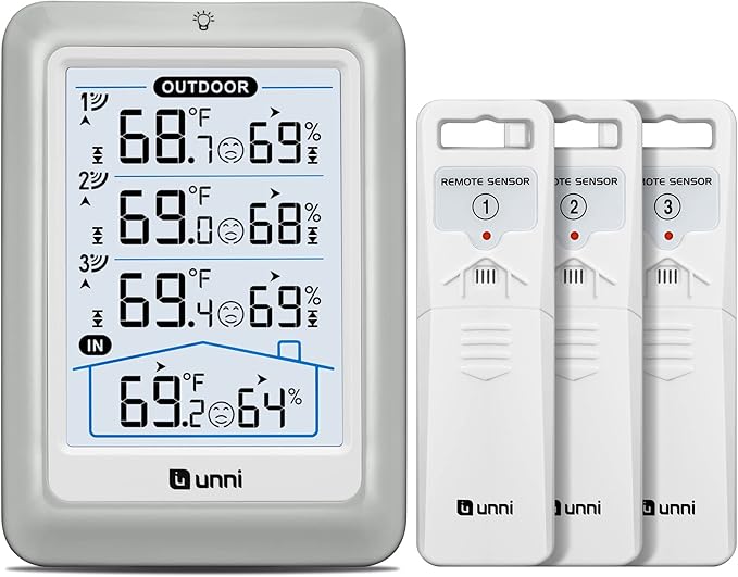 Indoor Outdoor Thermometer Wireless 4.5 Inch Display Digital Hygrometer