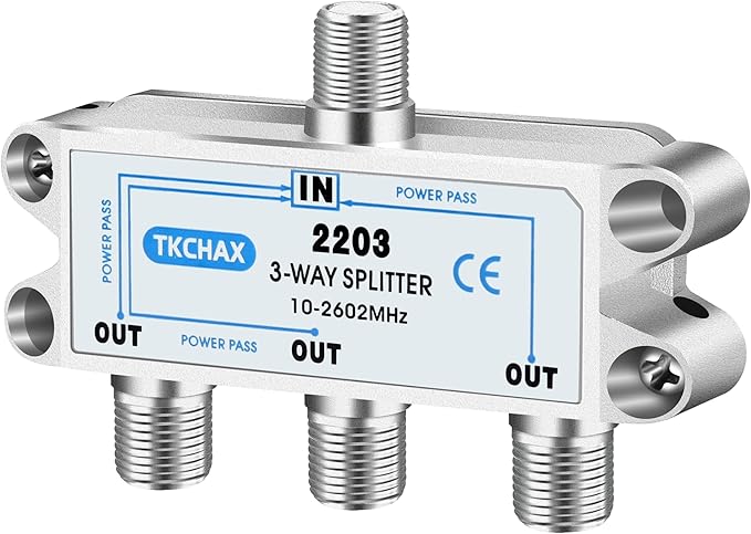 TKCHAX 8 Way Coaxial Cable Splitter,Support 10-2602MHz, RG6 Compatible, Nickel-Plated for Cable Splitter,Work with CATV, Satellite TV,Antenna System and MoCA Configurations