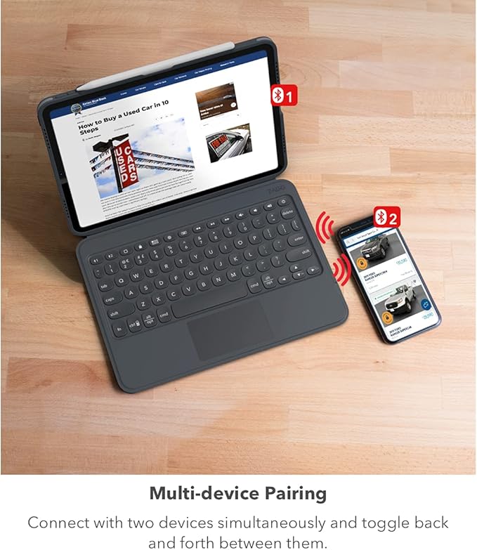 ZAGG Pro Keys Wireless Keyboard with Trackpad and Detachable Case - Compatible with The Apple iPad 10.2"(Gen 9,8,7) - Charcoal