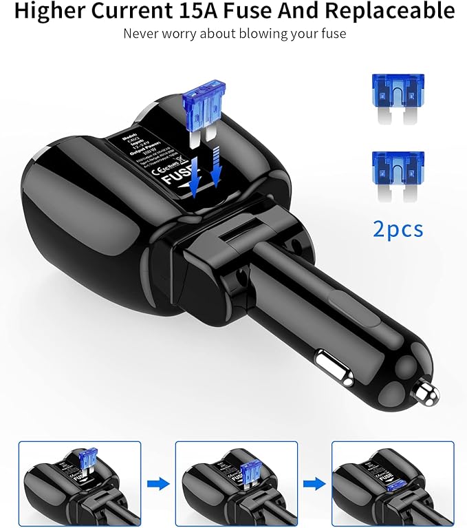 Cigarette Lighter Splitter, SUPERONE 180W 2-Socket Adapter with PD USB-C