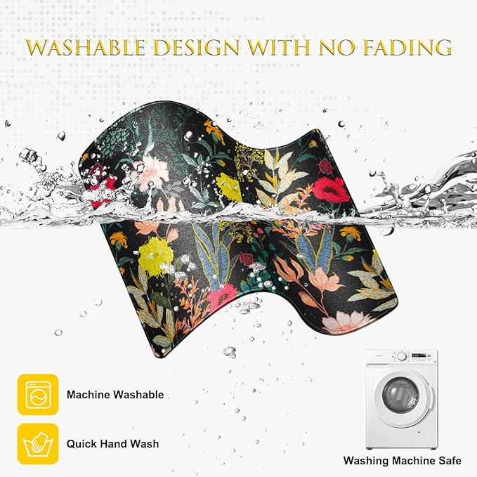 JIKIOU 3 Pack Mouse Pad with Stitched Edge, Comfortable Mouse Pads with Non-Slip Rubber Base, Washable Mousepads Bulk with Lycra Cloth, Mouse Pads for Computers Laptop Mouse 10.2x8.3in Black Flowers
