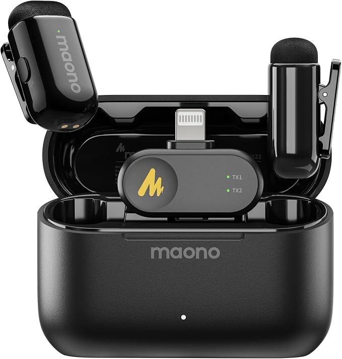 MAONO T1 Wireless Microphone for iPhone/Android (USBC/Lightning Combo Set)