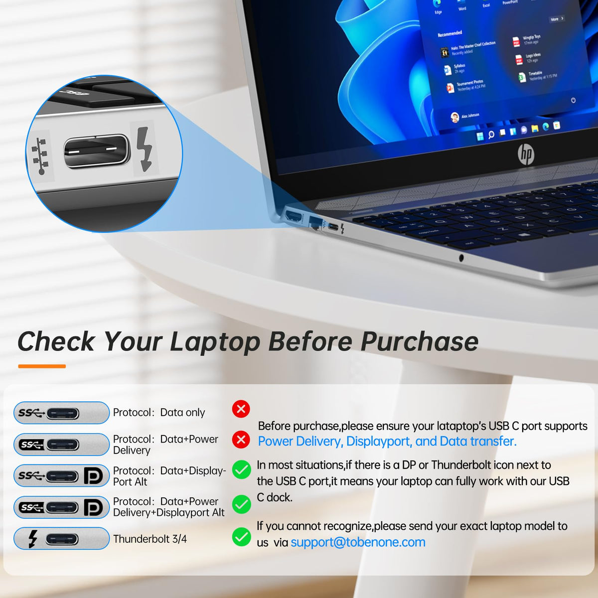 TobenONE USB C Laptop Docking Station Dual Monitor Plug and Play 7 USB Port