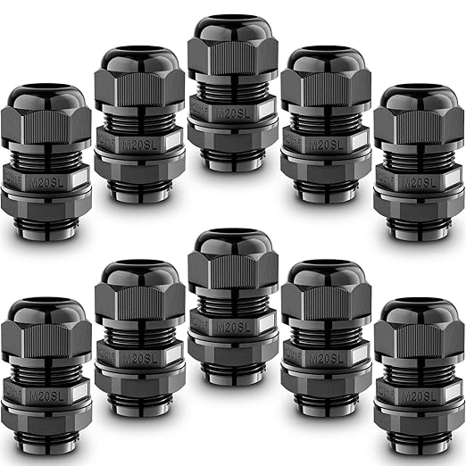 QILIPSU 10pcs M12L Long Thread Cable Gland Waterproof IP68 Nylon Strain Relief Cord Grip Cable Pass Through Wire Connector