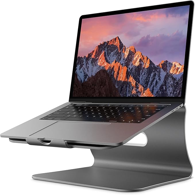 Bestand Laptop Stand, Aluminum Notebook Holder Riser Heat-Vent for MacBook Air/Pro, Dell, HP, Lenovo, Microsoft Surface, Samsung 11-16 inches Notebook (Space Silver)