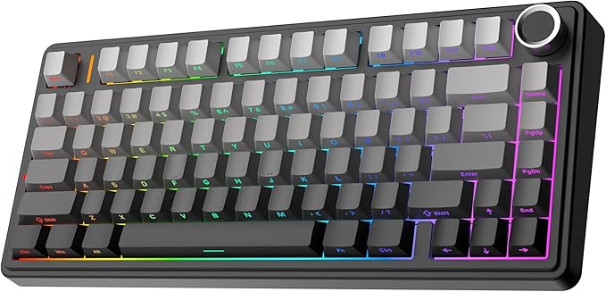 EPOMAKER x Aula F75 Gasket Mechanical Keyboard, 75% Wireless Hot Swappable Gaming Keyboard with Five-Layer Padding&Knob, BT/2.4GHz/USB-C