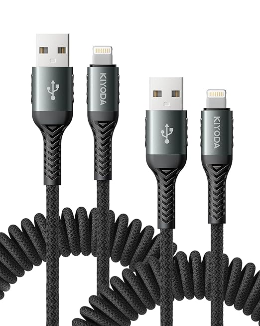 USBC to Lightning Cable for Car Coiled iPhone Charger Apple MFi Certified
