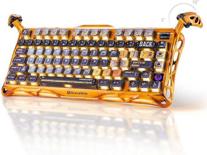 GravaStar Mercury K1 Pro Wireless Mechanical Gaming Keyboard, 75% Layout RGB Custom Keyboard, Aluminum Alloy Matte Black Frame with Phoenix-Inspired Keycaps, Hot-Swappable Linear Switches【CyberFlare】