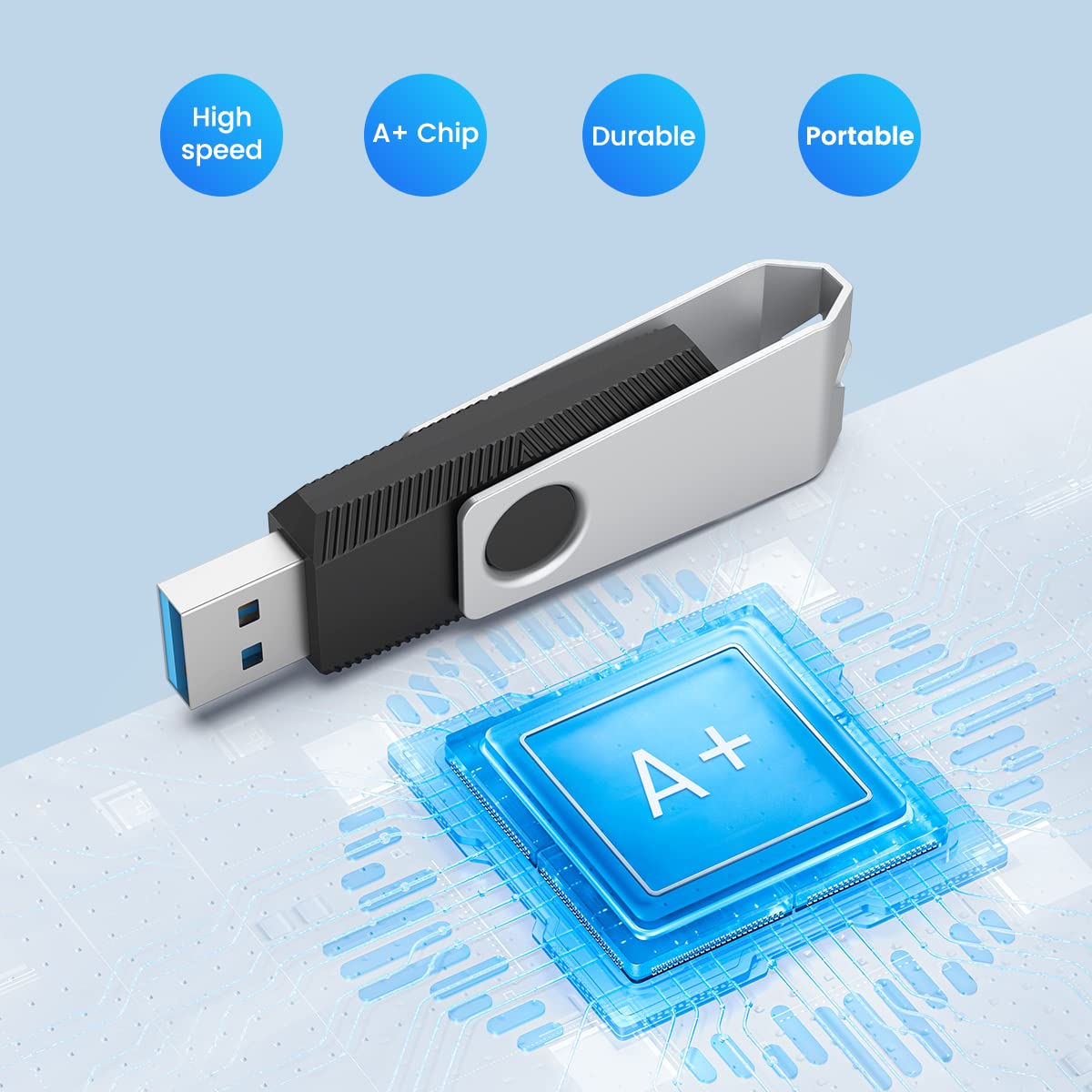 Aiibe 64GB Flash Drive 3.0 5 Pack 64GB USB 3.0 Thumb Drive USB Drives 64 GB Jump Drive Memory Stick Multi Pack 64 GB Flash Drives (64G, 5 Mixed Colors: Black Red Cyan Green Purple)