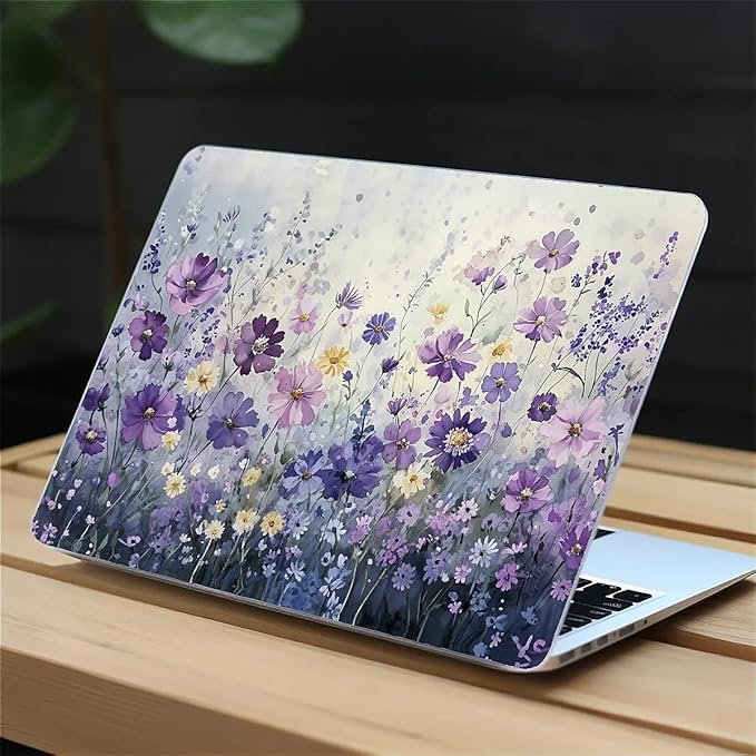 Compatible with MacBook Air 13.3 13.6 Inch Case 2022 2021 2020 2019 Plastic Hard Shell Case Cover,13.3 Pro(A1706/A1708/A1989/A2159/A2289/A2338), Purple Wildflowers