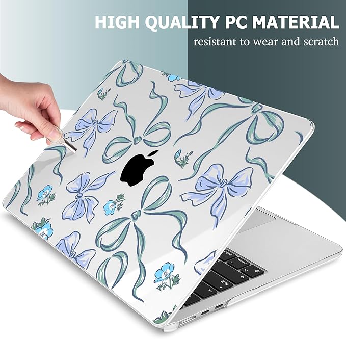 Mektron for 2025 M4 MacBook Air 13.6 Inch A3240 Case Fits 2023 A2681 M2 2024 A3113 M3 Chip with Liquid Retina Display Touch ID, Printed Plastic Hard Shell Cover for MacBook Air 13.6", Bows C355