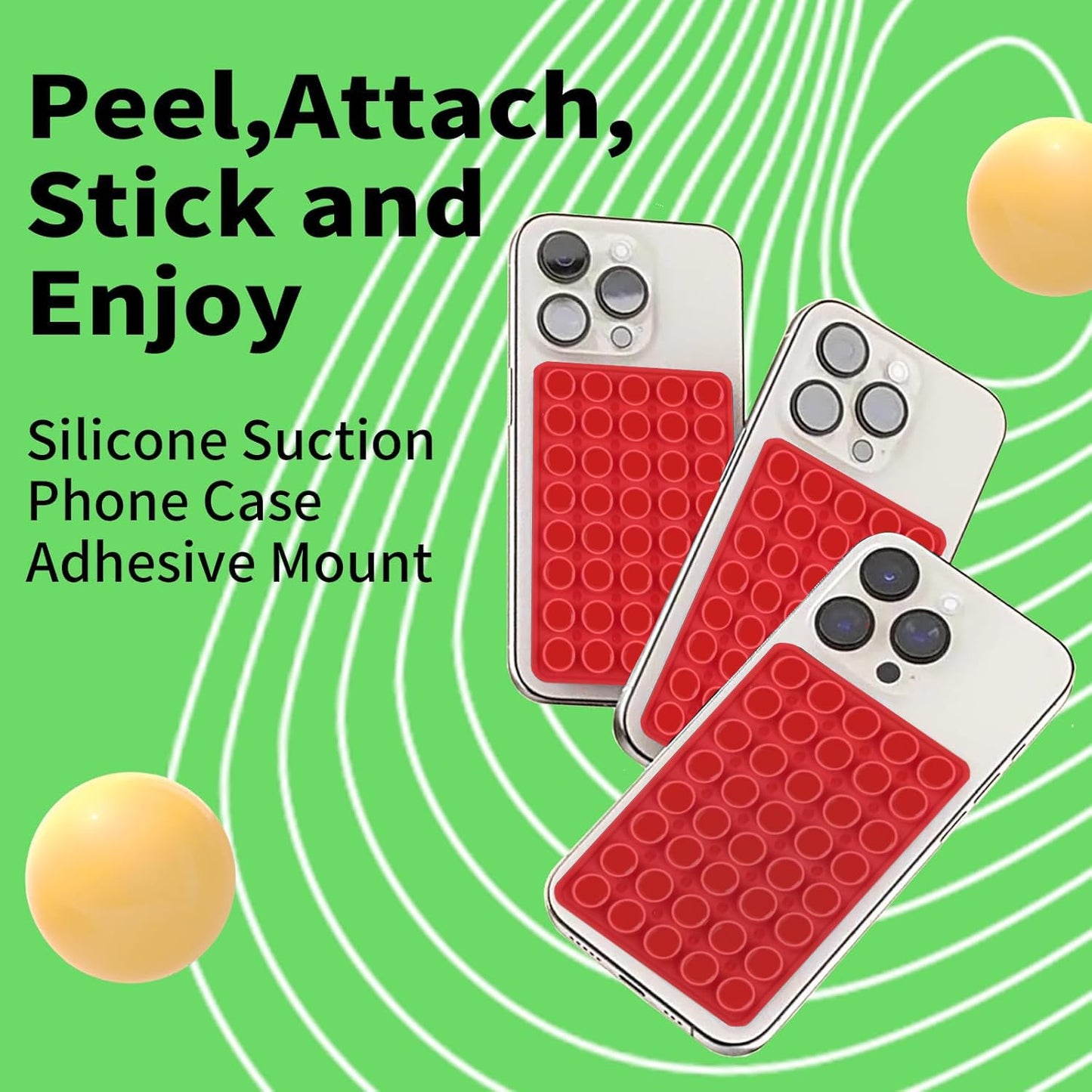 Suction Phone Mount Double Sided Octo Buddy for MagSafe Case, Silicone Sticky Grip Secure Holder for iPhone, Hands-Free Taking Photo/Recording Video/Live Streaming for Instagram Influencer(red)
