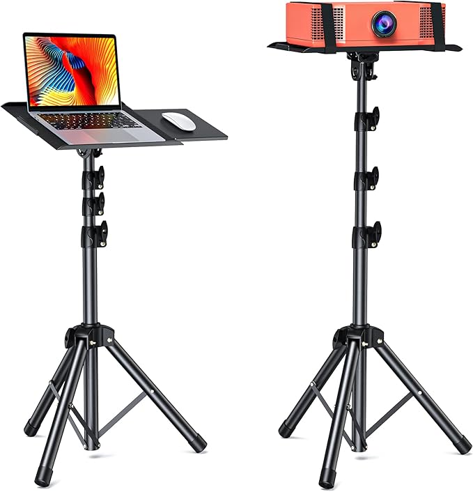 AMADA Projector Stand, Laptop Stand with Adjustable Height 22 to 36 inch, Heavy Duty Projector Mount as DJ Racks, Portable Projector Tripod Stand, Tall Floor Stand for Office, Home, Stage or Studio