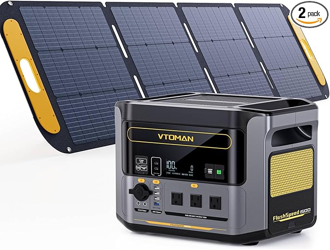 VTOMAN FlashSpeed 1500 Solar Generator, 1548Wh LiFePO4, 3000W peak ouput