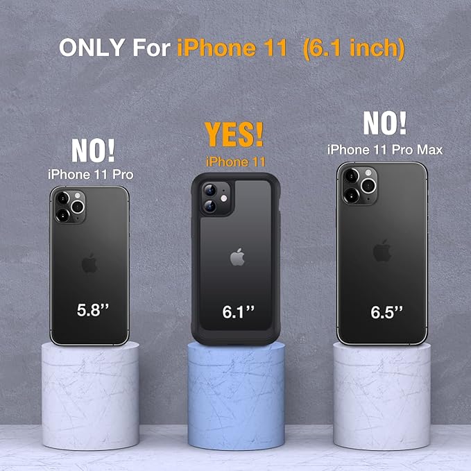 Miracase Glass Series for iPhone 11 Case 6.1 inch, Upgraded Full-Body Rugged Phone Bumper Case Cover with Built-in 9H Tempered Glass Screen Protector and Camera Protector, Matte Black