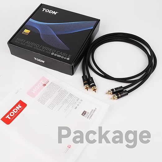 TODN Hi End RCA Cables Audiophile RCA to RCA Stereo HiFi Audio Cable for Car, Speakers,Amps (4.9 ft/1.5 m, 1 Pair)