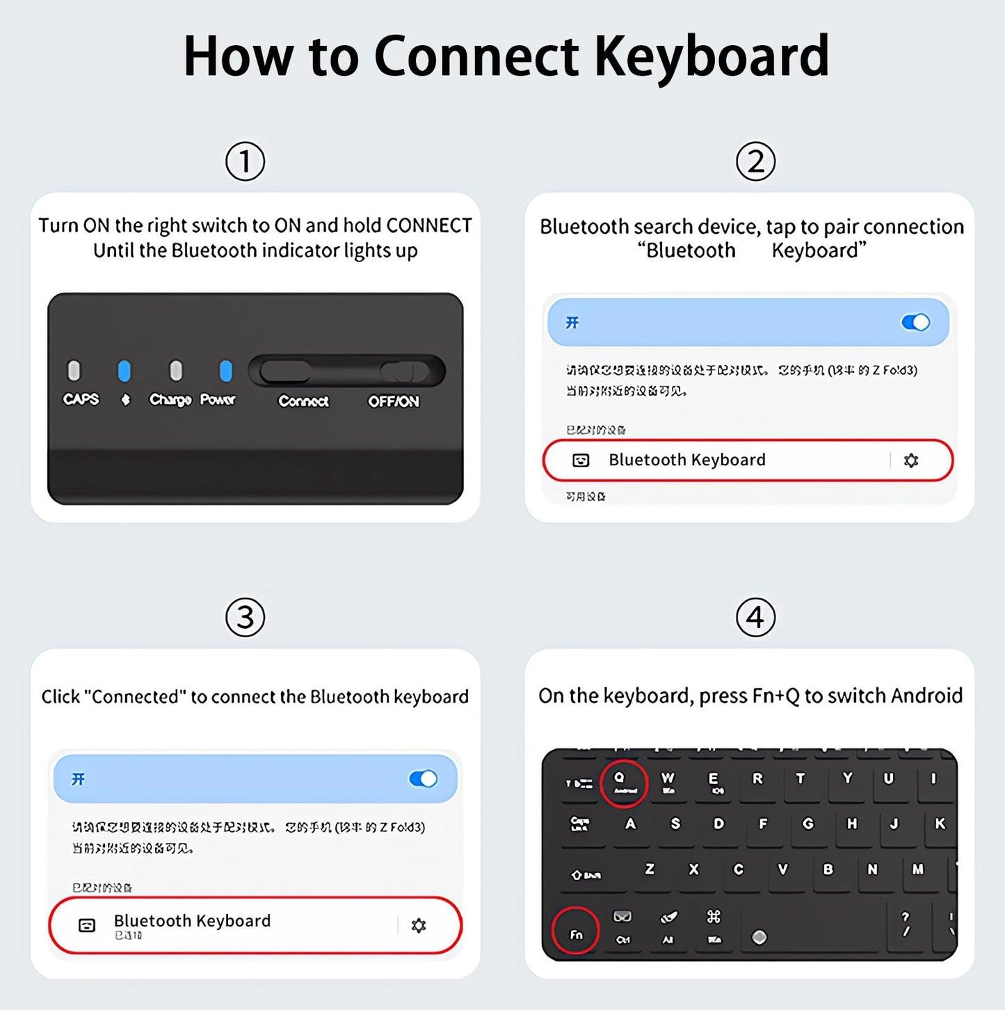 for Samsung Galaxy Z Fold 8 Ultra/8/7/6/5 Keyboard and Mouse, Portable Mini 7.9 inch Bluetooth Keyboard with Leather Case and Capacitive Pen, 4 in 1 Travel Set for Fold8 Wide Fold7 Accessories