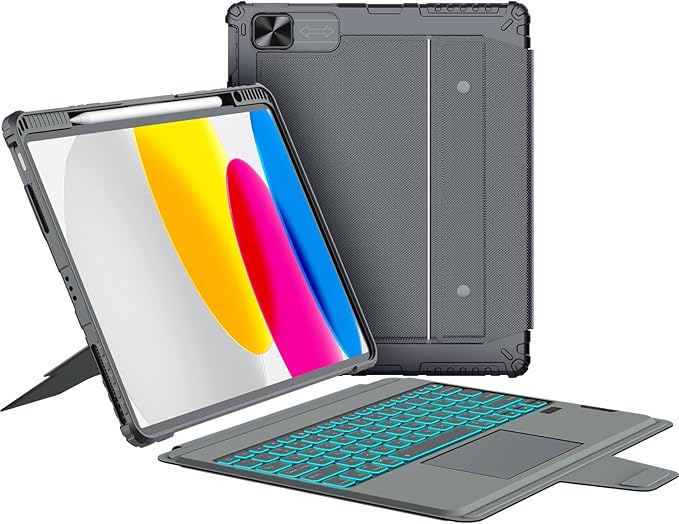Nillkin Protective iPad A16 11th 10th Gen Case with Keyboard, Portrait/Landscape Modes, Detachable Keyboard with Multi-Touch Trackpad, Camera Cover & Pencil Holder for iPad 11th 2025/10th 2022 10.9"