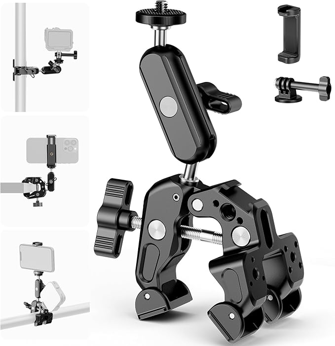 NEEWER Super Clamp with 3" Dual Ballhead Magic Arm Camera Phone Mount