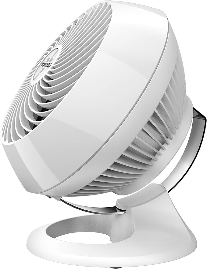 Vornado 460 Small Desk Fan with 3 Speed Settings, Adjustable Tilt Chrome Glide Bar, for Bedroom, Office, Home, Air Circulation up to 70 Feet, Quiet Table Fan