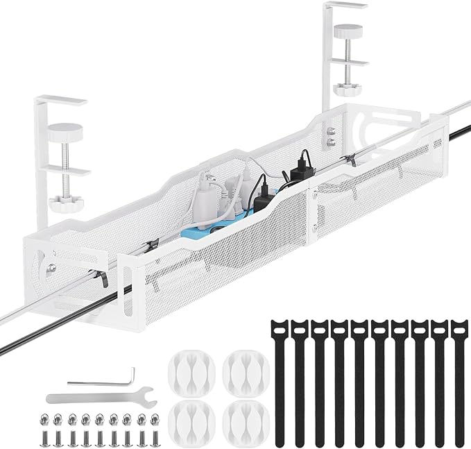 Mzmaxy Cable Management, 25'' Cable Management Under Desk, Cable Tray