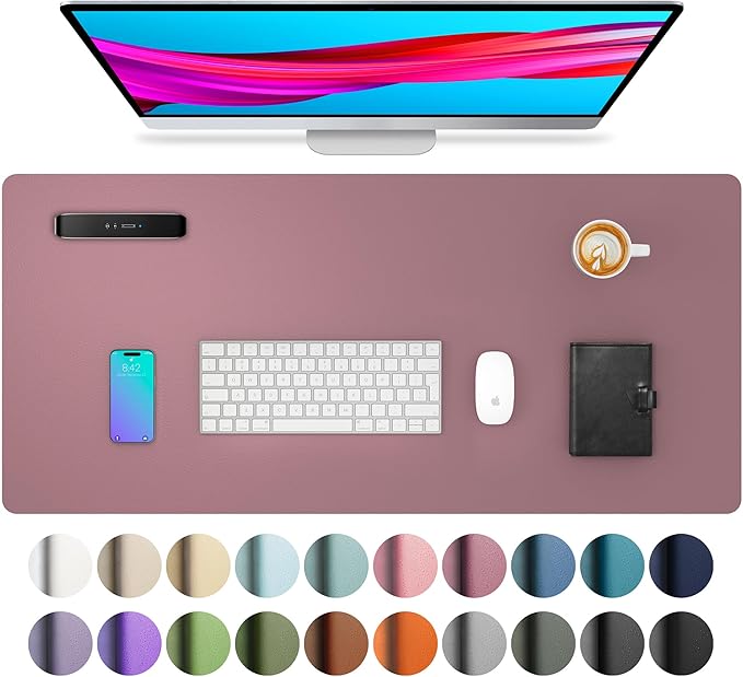 Aothia Leather Desk Pad Protector, Mouse Pad, Office Desk Mat, Non-Slip PU Leather Desk Blotter, Laptop Desk Pad, Waterproof Desk Writing Pad for Office and Home (48"x17" — 기타