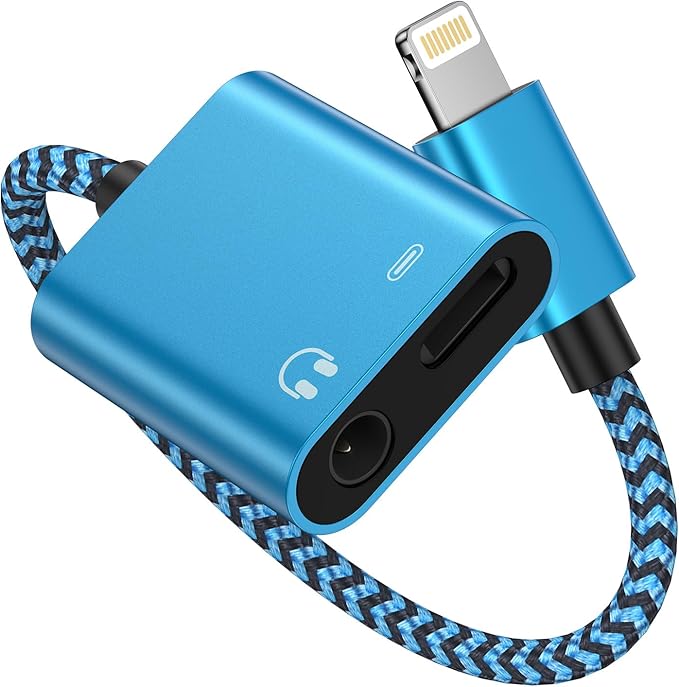 2-in-1 Lightning to 3.5mm Audio Adapter with Charging, Headphone Splitter