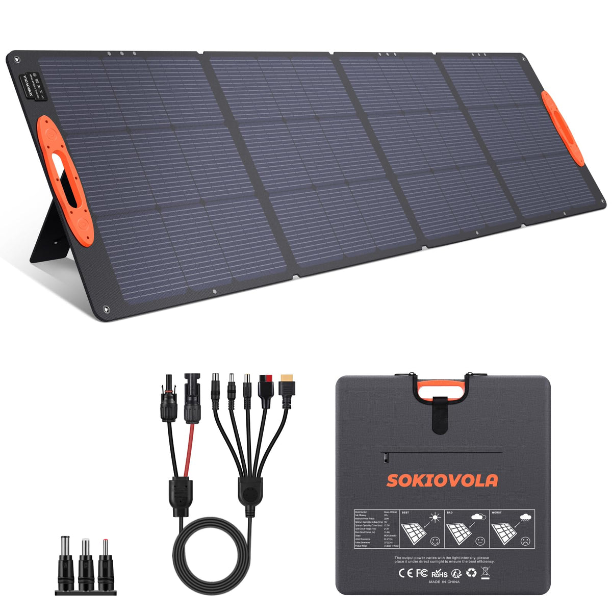 SOKIOVOLA N-Type 16BB 100W Portable Solar Panel 18V ETFE Portable Foldable Solar Charger NextGen 25% High Conversion Folding Solar Panel for Camping Outdoor RV